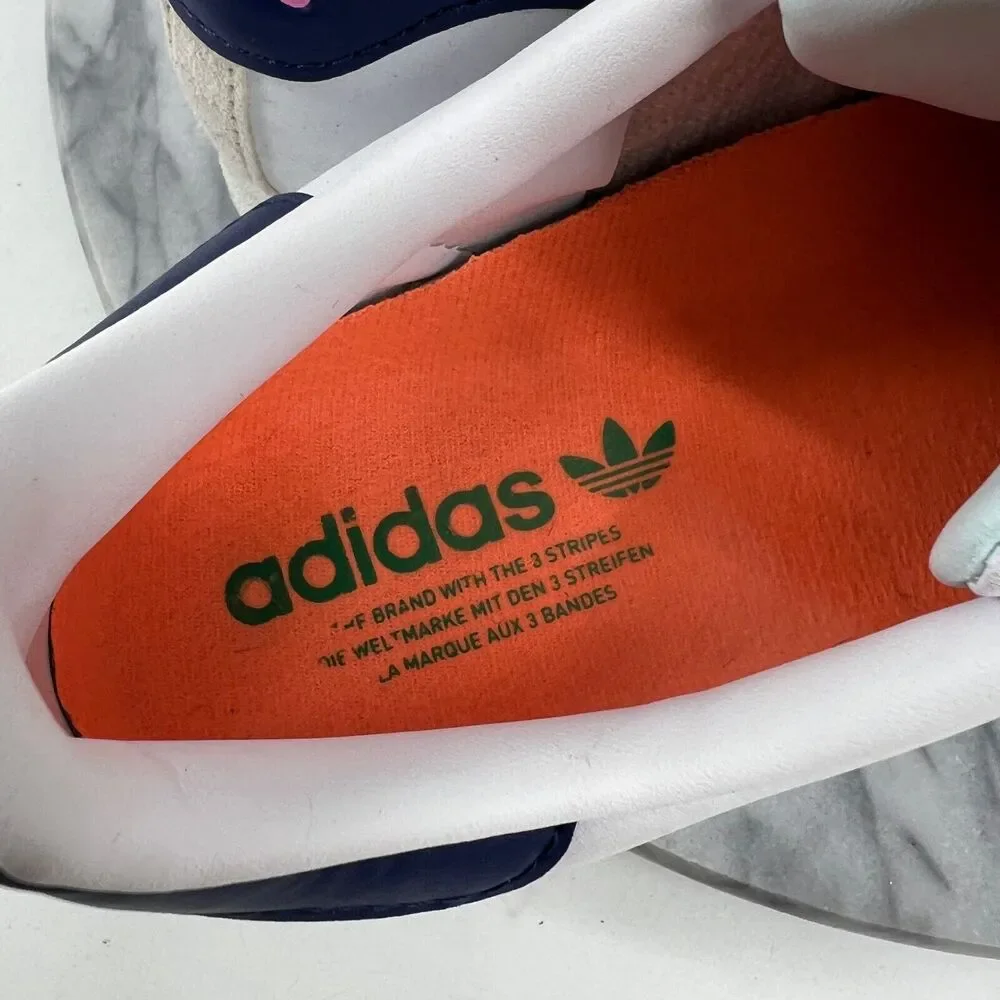 Adidas Mens 7.5 Superstar Shoe White Leather Multi Jagged Shell Toe‎ Sneaker